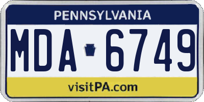 PA license plate MDA6749