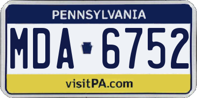 PA license plate MDA6752