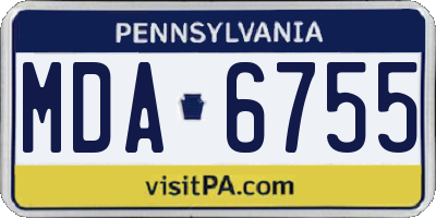 PA license plate MDA6755