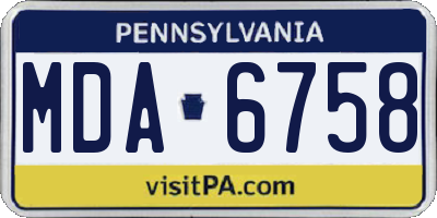 PA license plate MDA6758