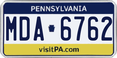 PA license plate MDA6762