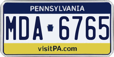PA license plate MDA6765
