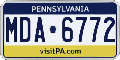 PA license plate MDA6772