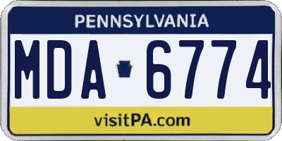 PA license plate MDA6774