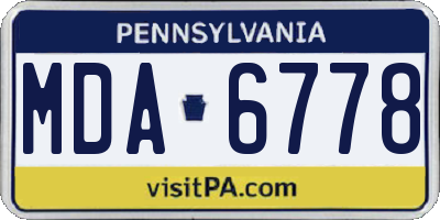PA license plate MDA6778