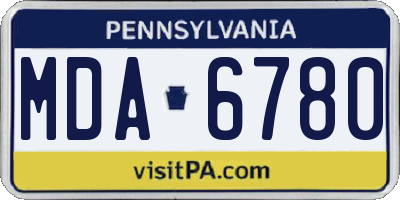 PA license plate MDA6780