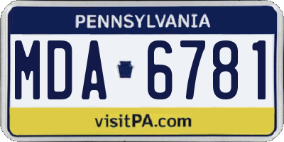 PA license plate MDA6781