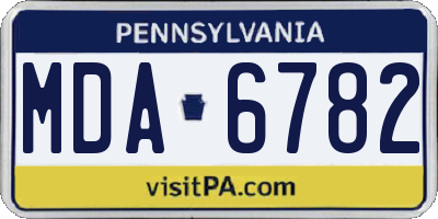 PA license plate MDA6782