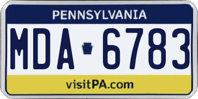 PA license plate MDA6783