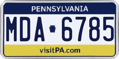 PA license plate MDA6785