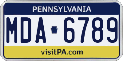 PA license plate MDA6789
