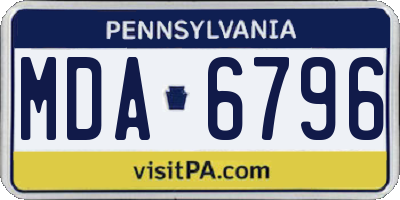 PA license plate MDA6796