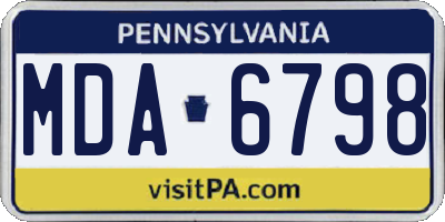 PA license plate MDA6798