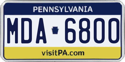 PA license plate MDA6800