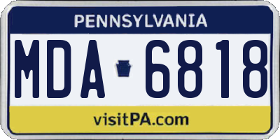 PA license plate MDA6818