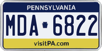 PA license plate MDA6822