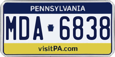 PA license plate MDA6838