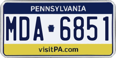 PA license plate MDA6851