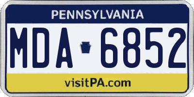 PA license plate MDA6852