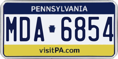 PA license plate MDA6854