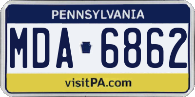 PA license plate MDA6862