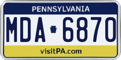 PA license plate MDA6870