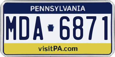 PA license plate MDA6871