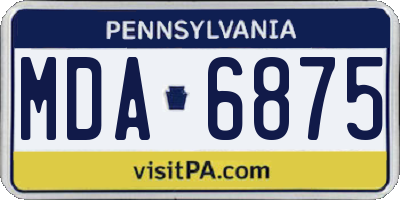PA license plate MDA6875