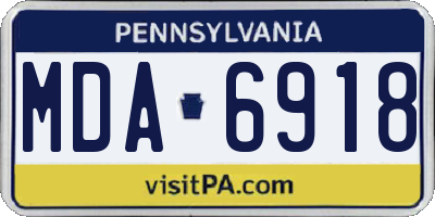 PA license plate MDA6918