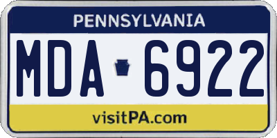 PA license plate MDA6922