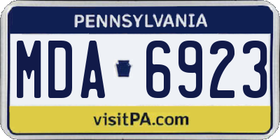 PA license plate MDA6923