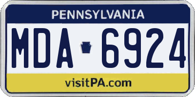 PA license plate MDA6924