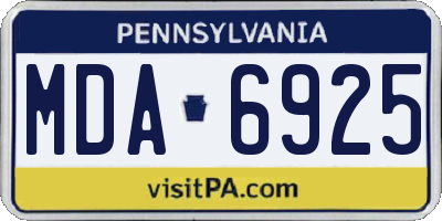 PA license plate MDA6925