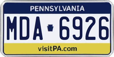 PA license plate MDA6926
