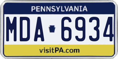 PA license plate MDA6934