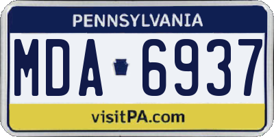 PA license plate MDA6937