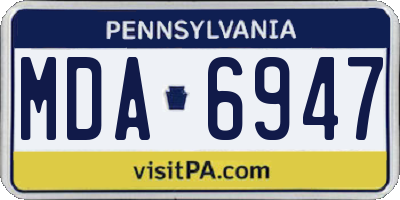 PA license plate MDA6947