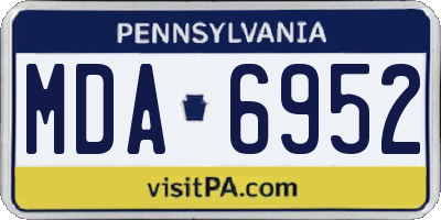PA license plate MDA6952