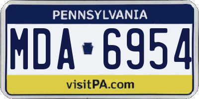 PA license plate MDA6954