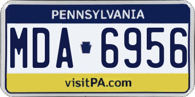 PA license plate MDA6956