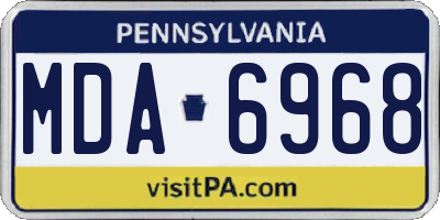 PA license plate MDA6968