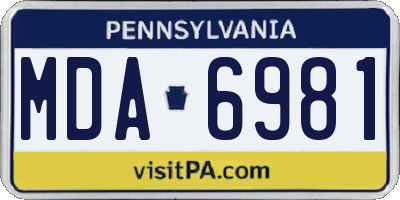 PA license plate MDA6981