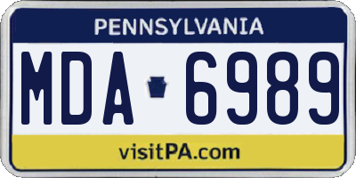 PA license plate MDA6989