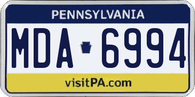 PA license plate MDA6994