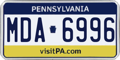 PA license plate MDA6996