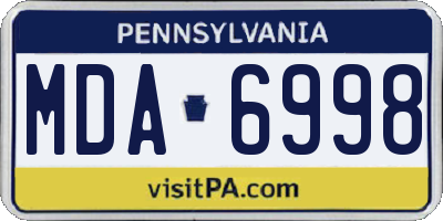 PA license plate MDA6998