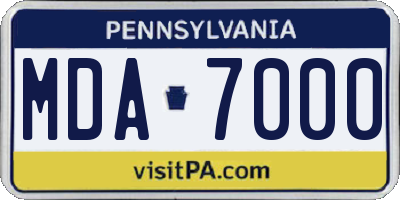 PA license plate MDA7000