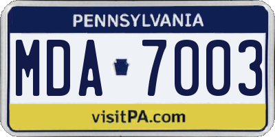 PA license plate MDA7003