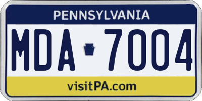 PA license plate MDA7004