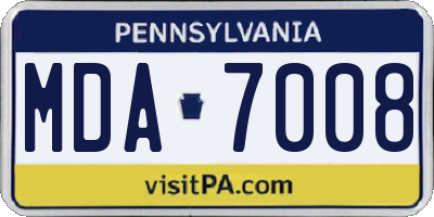 PA license plate MDA7008